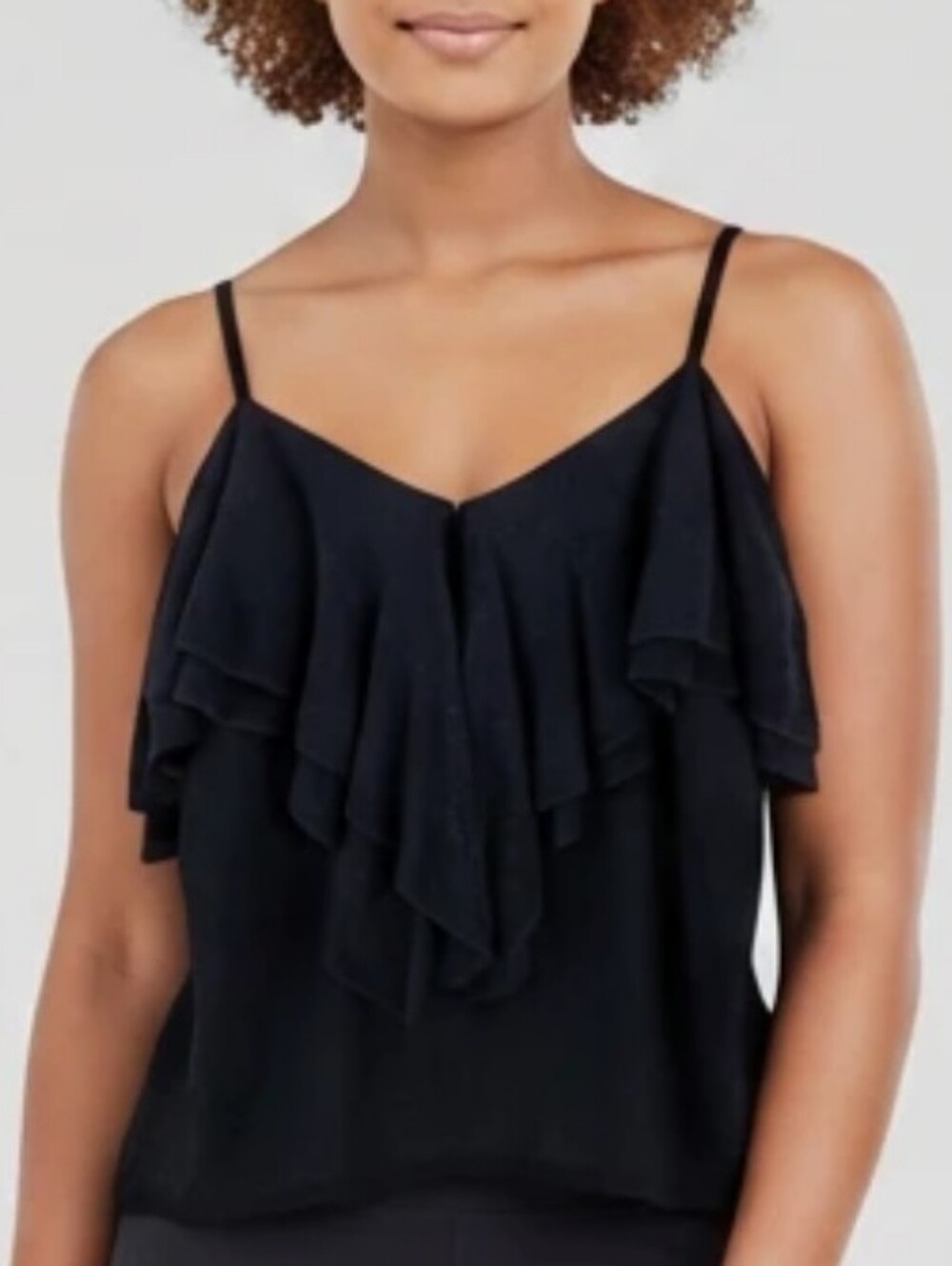 Vintage 90s Ralph Lauren Blue Label Italian Yarn Silk Knit Sleeveless Ruffle Top